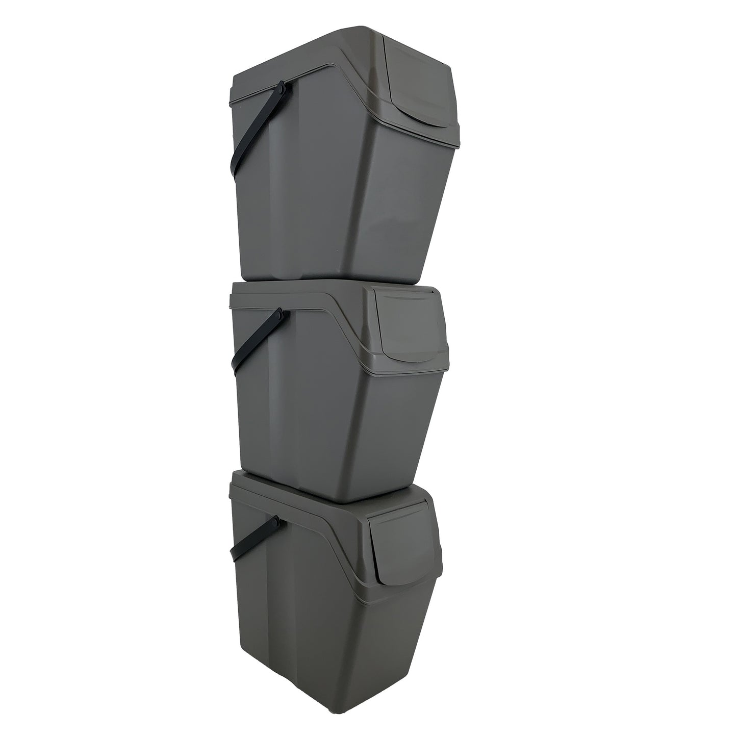Set De 3 Cubos De Basura Keden Sortibox Para Reciclado, Gris, Volumen 3x25l_0