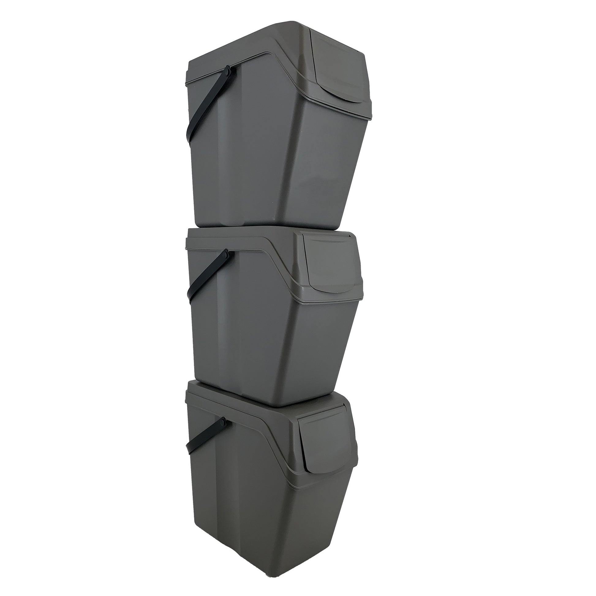 Set De 3 Cubos De Basura Keden Sortibox Para Reciclado, Gris, Volumen 3x25l_0