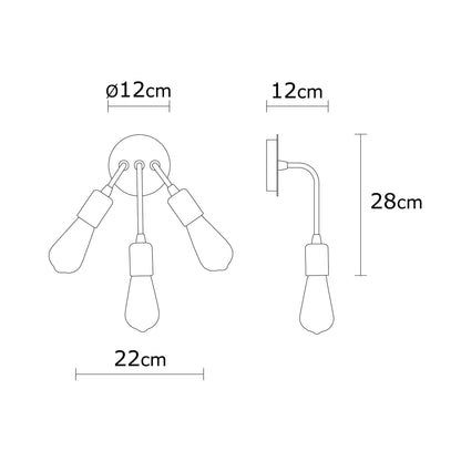 Aplique De Pared, Metal , Vintage, 22x22x28, Casquillo 3 X E 27 Max 40 W_2