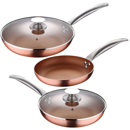 Set 5pc Sartenes Ø20ø24ø28 (con Tapa) Aluminio Prensado Inducción Optimum Copper_0
