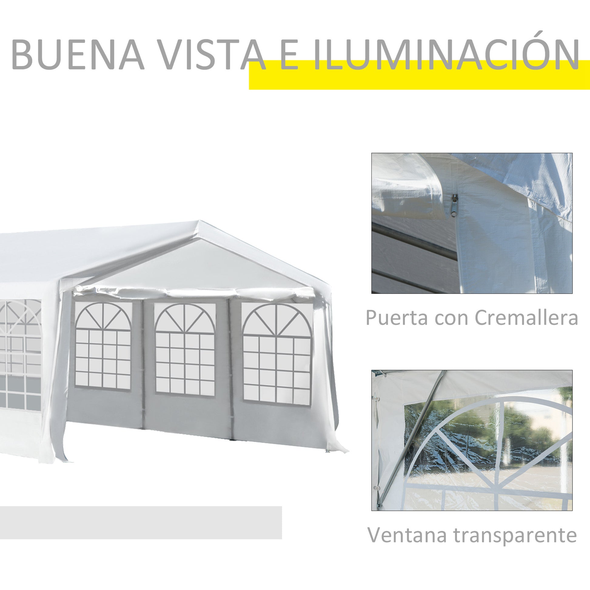 Outsunny Carpa 8x4x2,8m Acero Galvanizado Pabellón Carpas Boda Gazebo Cenador_4