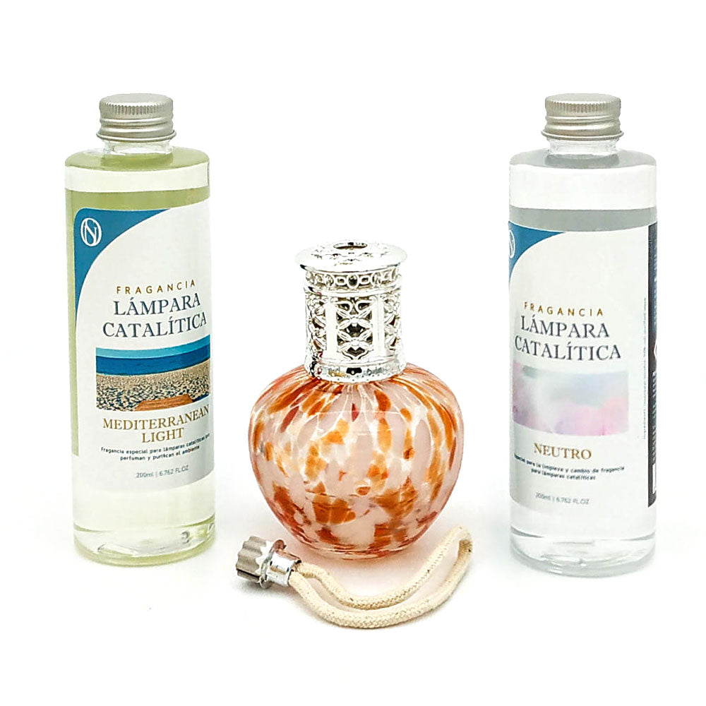 Pack Ahorro Lámpara Catalítica Drops Orange + Fragancia Mediterranean Light 500ml + Limpiador 200ml + Mecha Repuesto_0