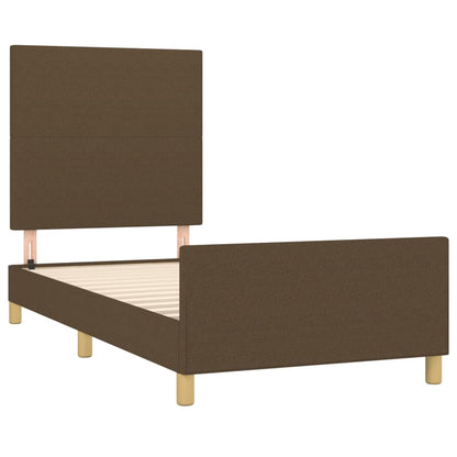 Estructura De Cama Con Cabecero De Tela Marrón Oscuro 90x200 Cm / Vetonek_2