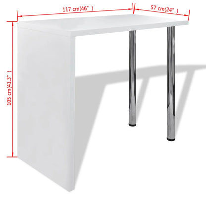 Mesa Alta De Cocina Con 2 Patas De Acero Mdf Blanco Brillo_3