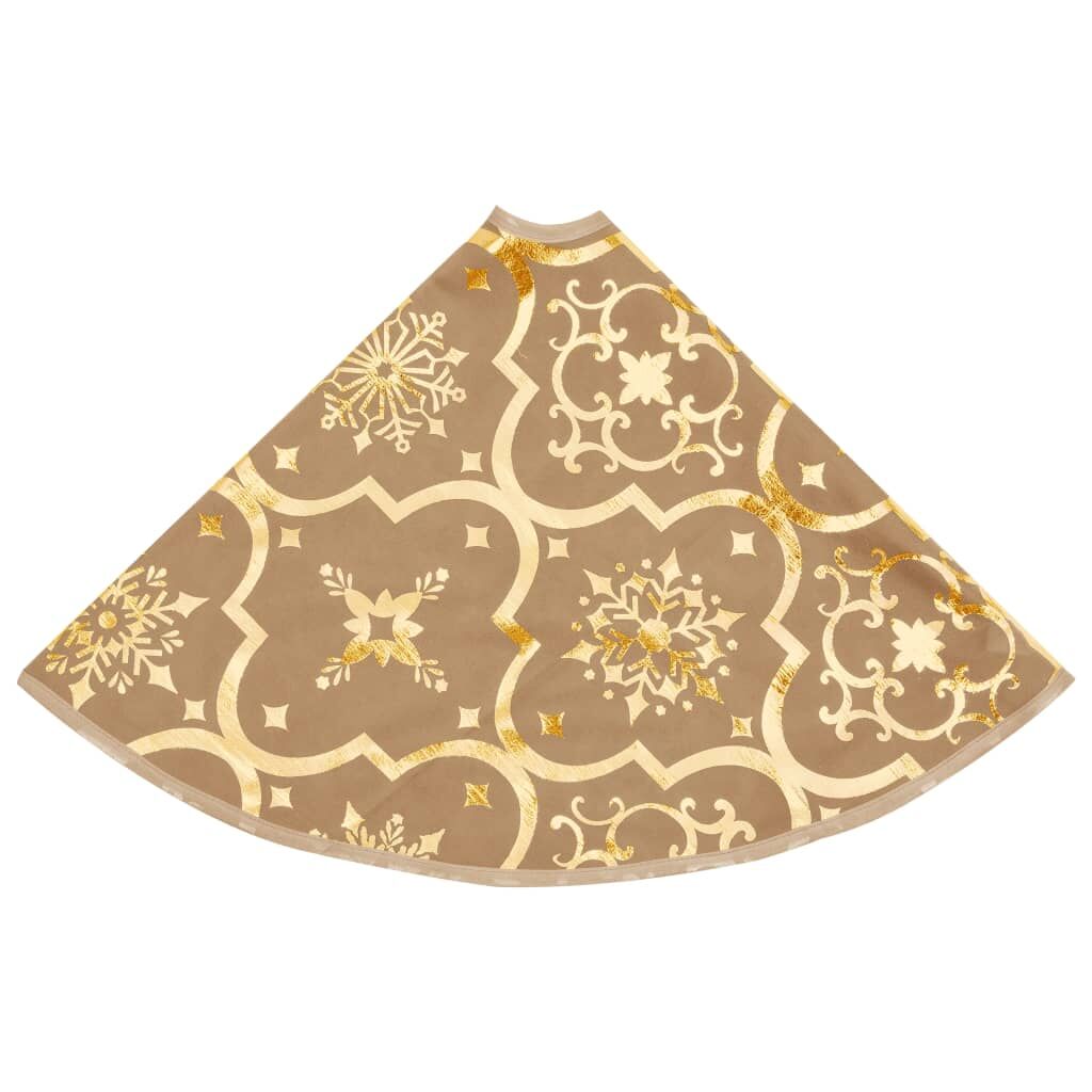 Vidaxl Falda Del Árbol De Navidad Lujosa Y Calcetín Tela Amarillo 90cm_4