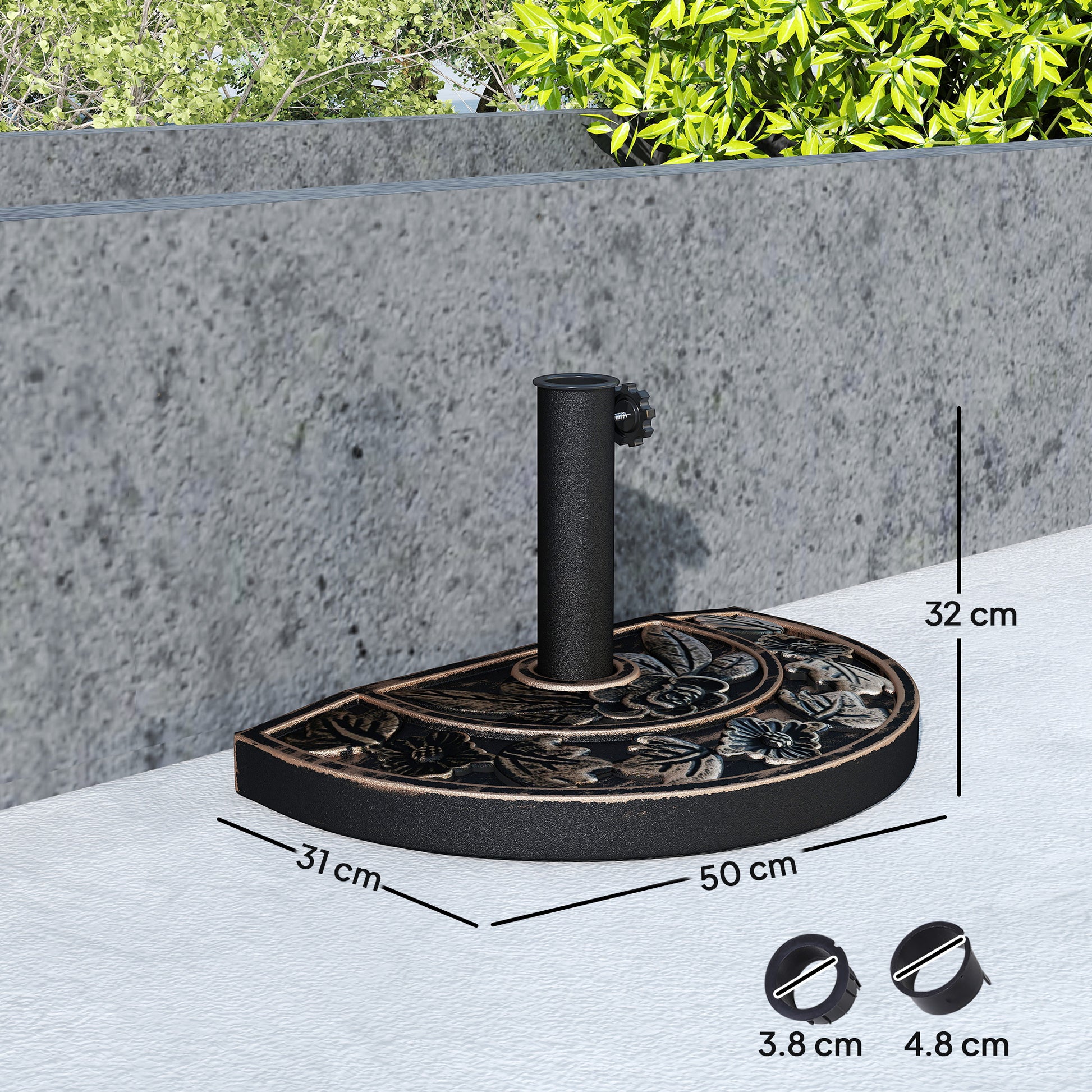 Outsunny Base De Sombrilla Peso 9 Kg En Forma De Semicírculo 50x31x32 Cm Bronce_2