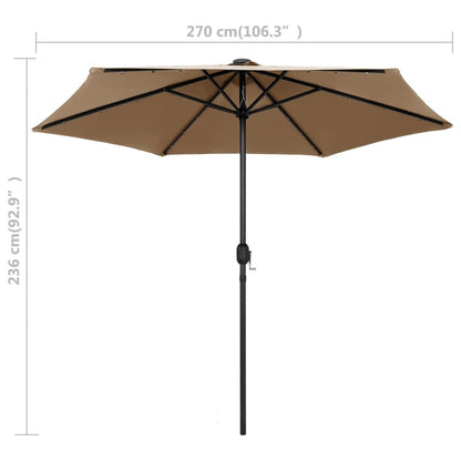 Vidaxl Sombrilla De Jardín Con Luces Led Palo De Aluminio Taupe 270 Cm_2