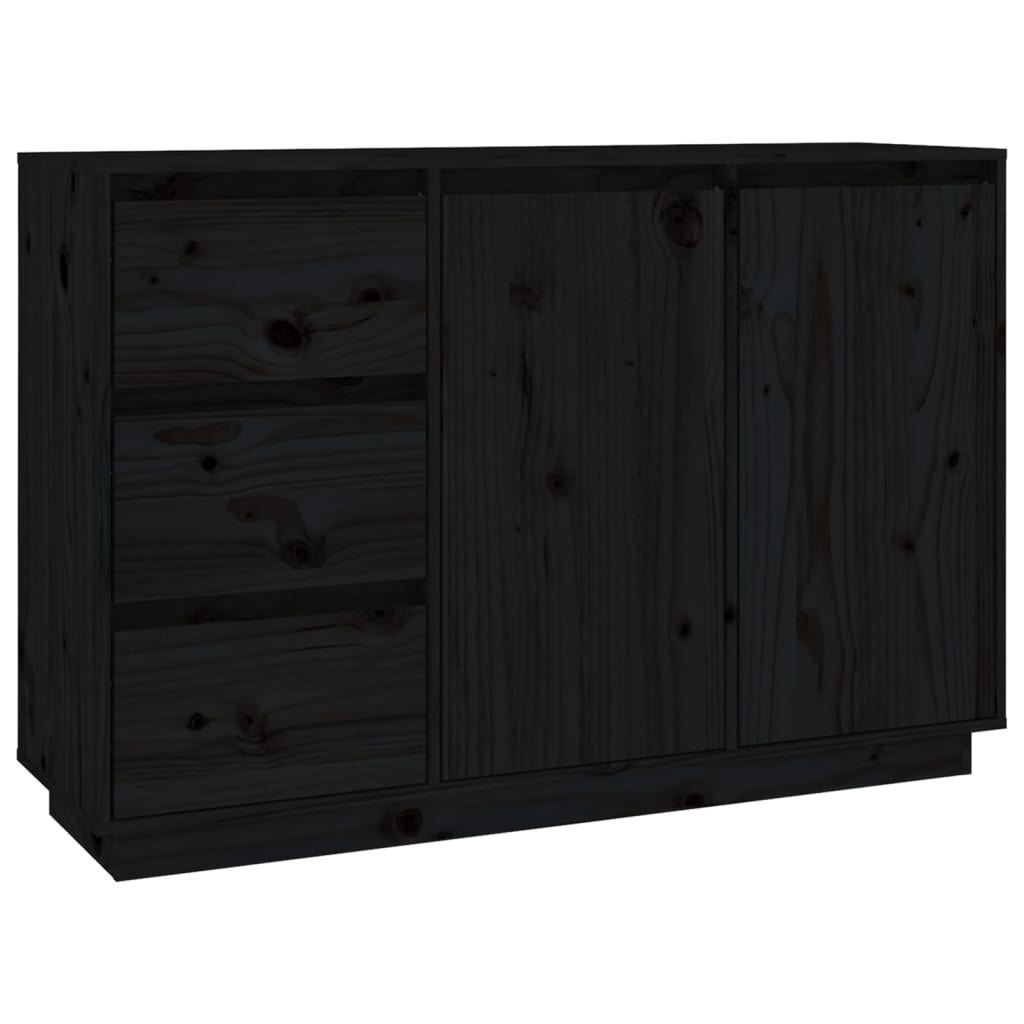 Aparador De Madera Maciza De Pino Negro 111x34x75 Cm_1