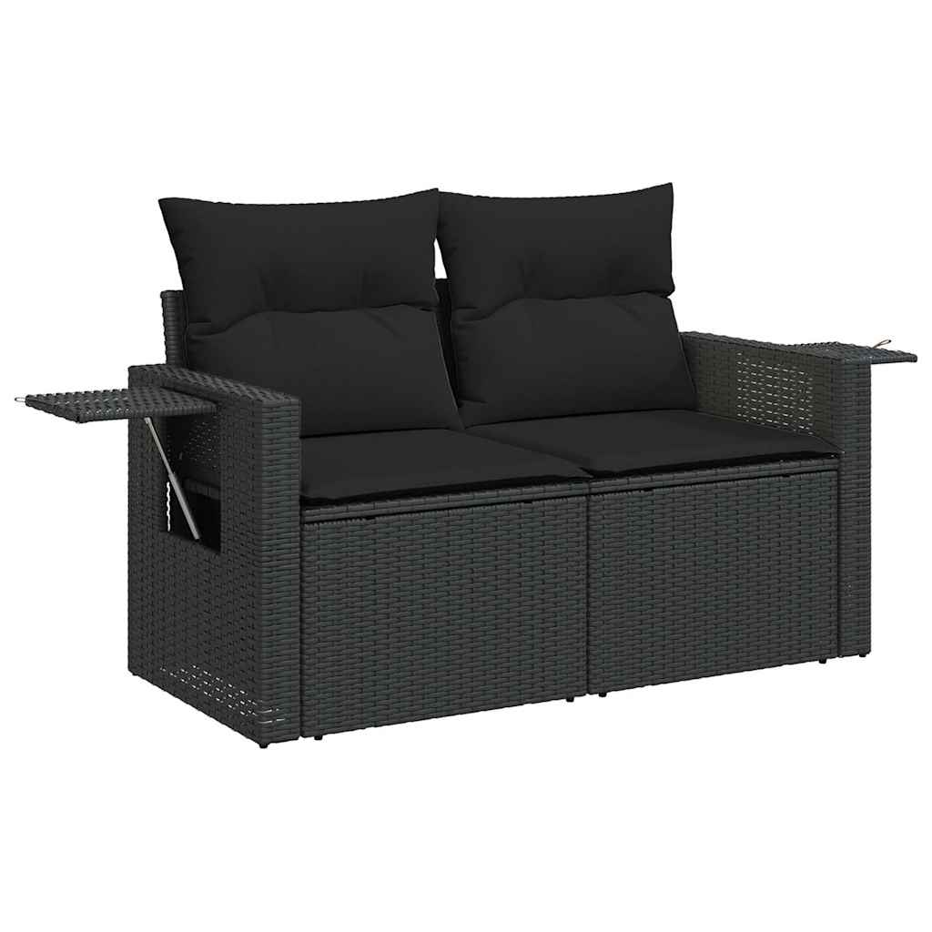 Set Sofás Jardín Y Cojines 6 Pzas Ratán Sintético Acacia Negro / Vetonek_1