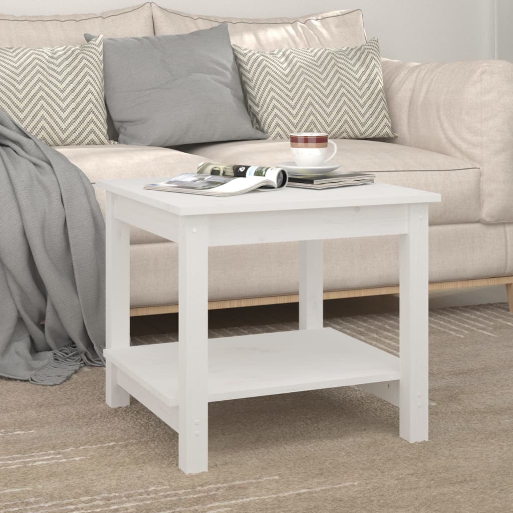 Mesa De Centro De Madera Maciza De Pino Blanca 50x50x45 Cm_1