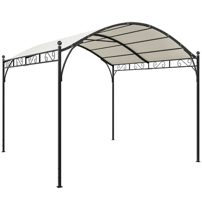 Outsunny Pérgola De Jardín 3x3 M Con Techo Arqueado Y Dosel Uv30+ Blanco Crema_0
