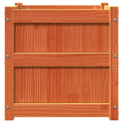 Jardinera Exterior Madera Maciza Pino Marrón Cera 50x50x50 Cm_4