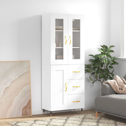 Aparador Alto Madera Contrachapada Blanco 69,5x34x180 Cm_0