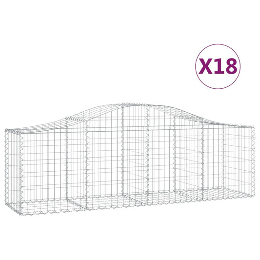 Cestas De Gaviones 18 Uds Forma De Arco Hierro 200x50x60/80 Cm_0