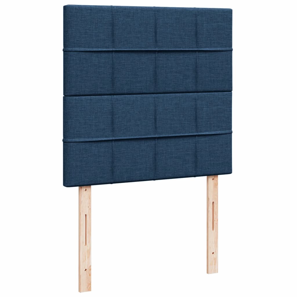 Cama Box Spring Con Colchón Tela Azul 100x200 Cm / Vetonek_2