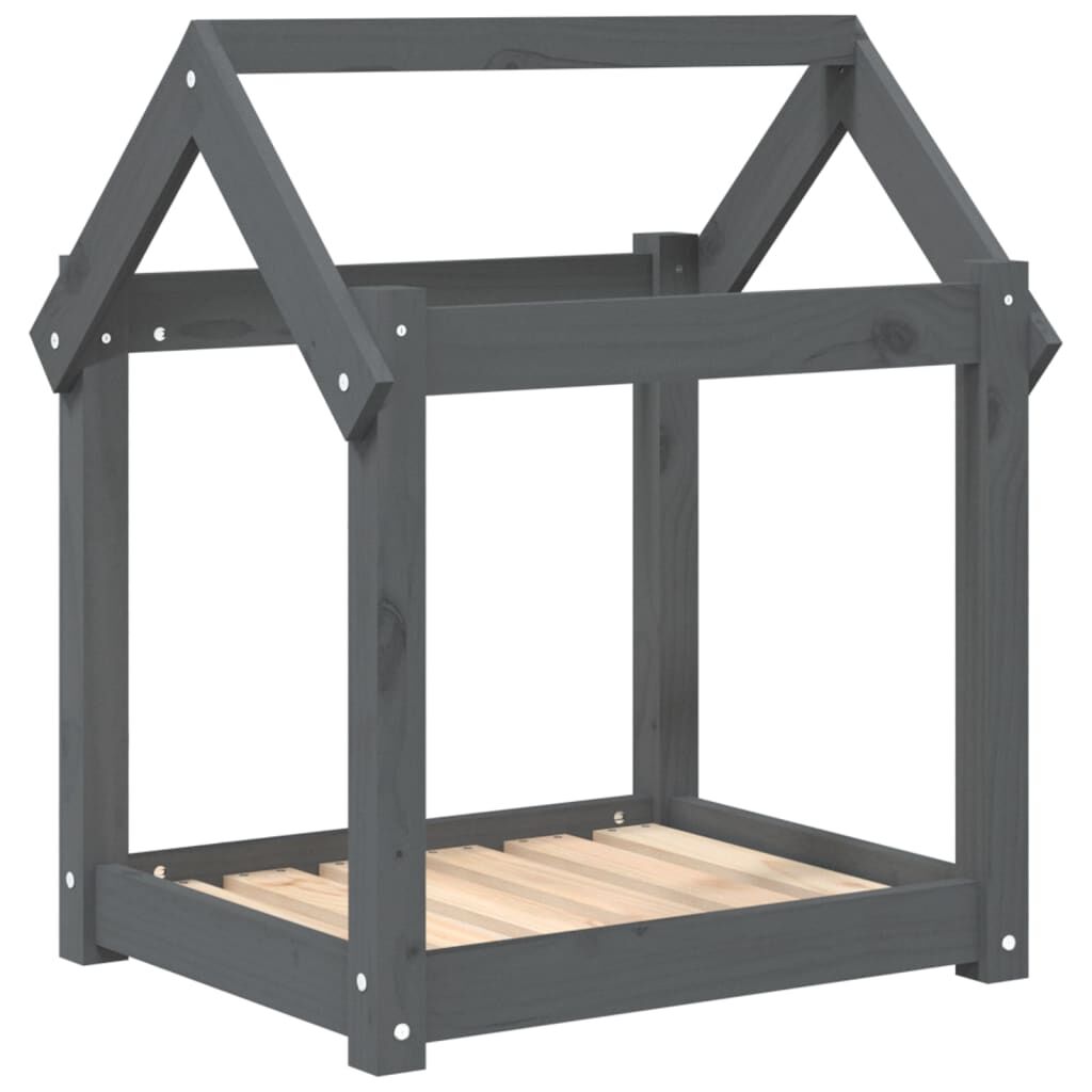 Vidaxl Cama Para Perros Madera Maciza De Pino Gris 61x50x70 Cm_0