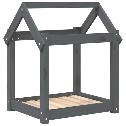 Vidaxl Cama Para Perros Madera Maciza De Pino Gris 61x50x70 Cm_0
