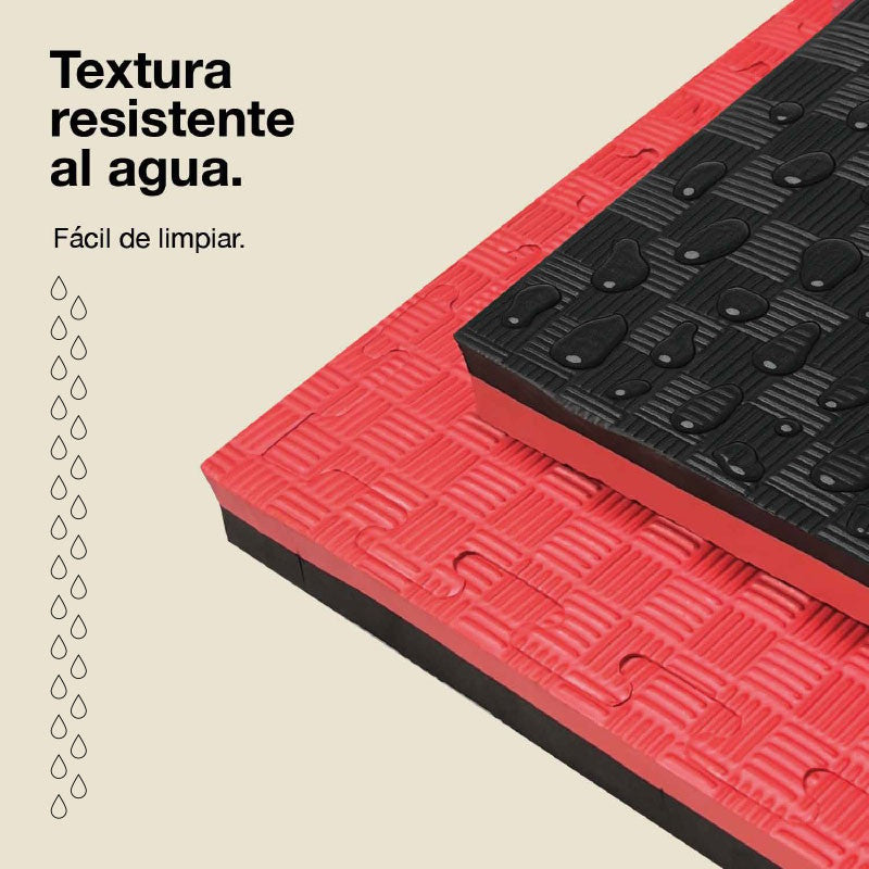 Tatami Puzzle 4cm 100x100cm – Superficie 5 Líneas Negro/rojo Jowy_4