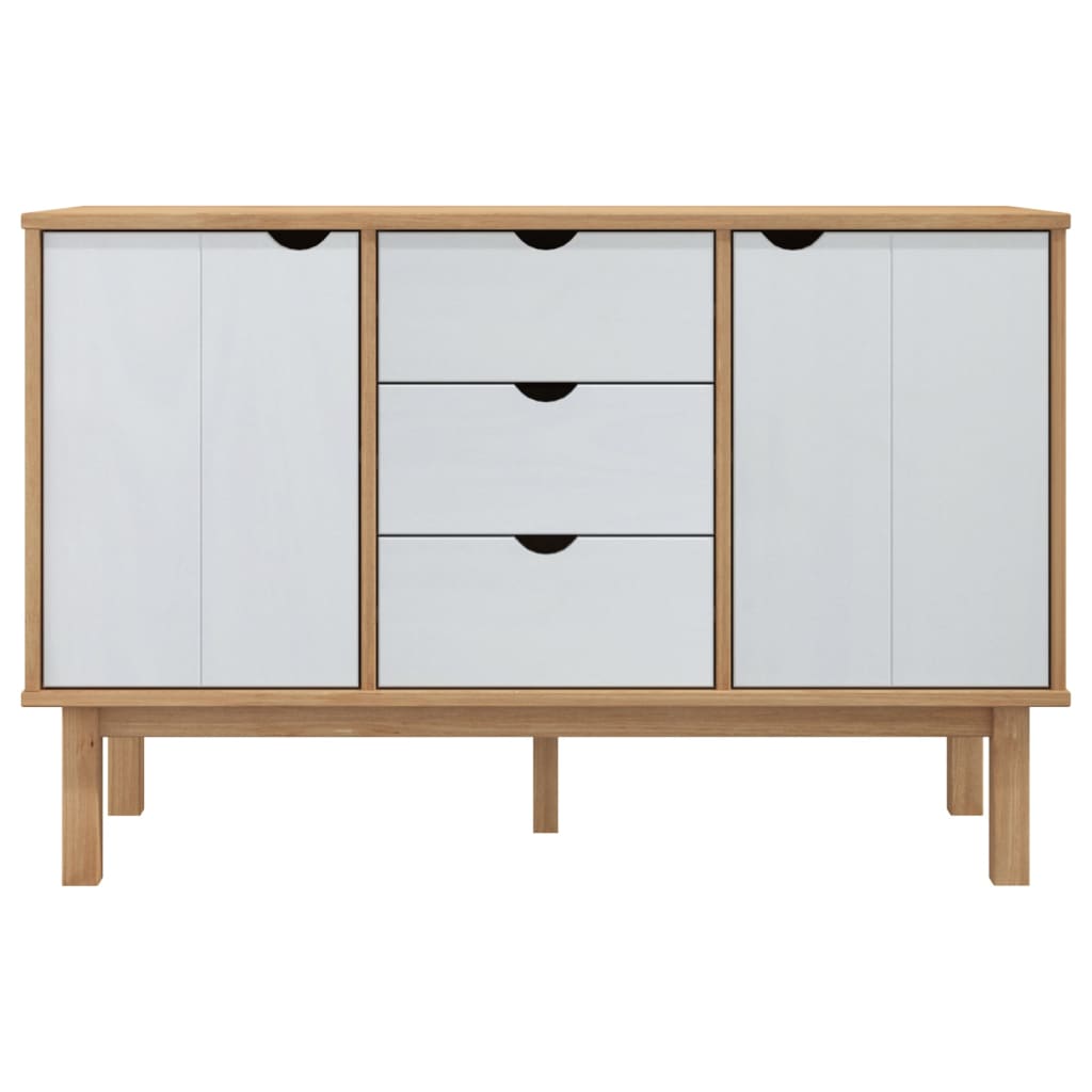 Aparador Otta Madera Maciza Pino Marrón Y Blanco 113,5x43x73 Cm_2