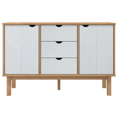 Aparador Otta Madera Maciza Pino Marrón Y Blanco 113,5x43x73 Cm_2
