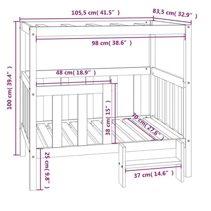 Vidaxl Cama Perros Madera Maciza Pino Marrón Miel 105,5x83,5x100 Cm_2