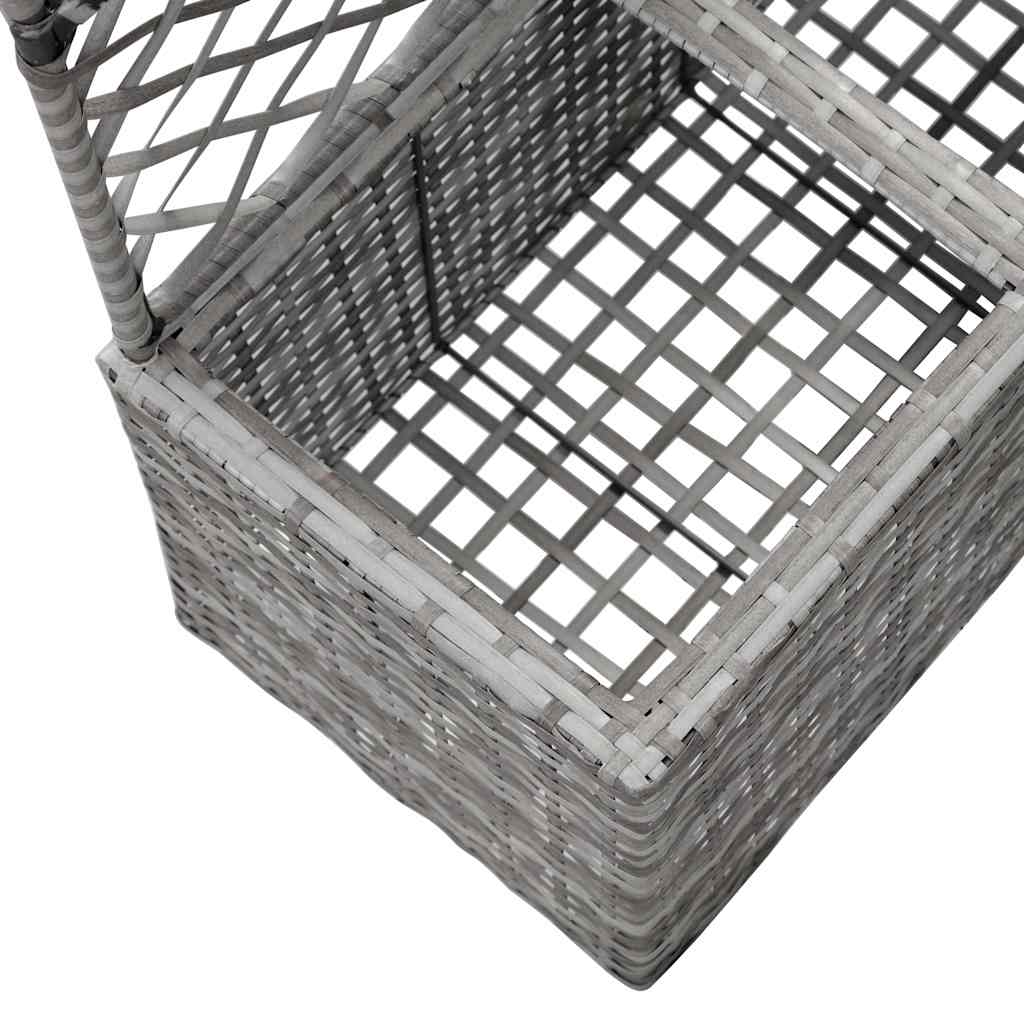 Enrejado Y Arriate 2 Macetas Ratán Sintético Gris 58x30x107 Cm_5