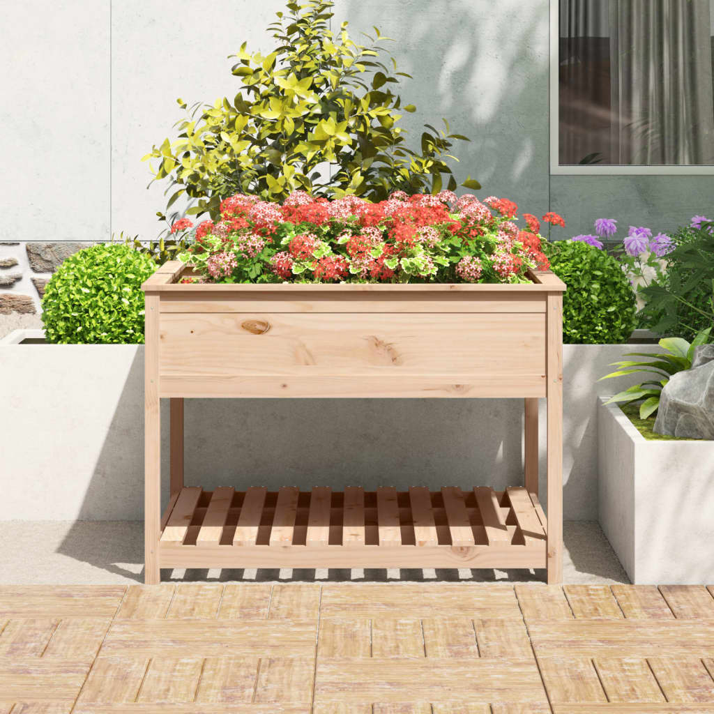 Jardinera Con Estante Madera Maciza De Pino 111,5x111,5x81 Cm_2