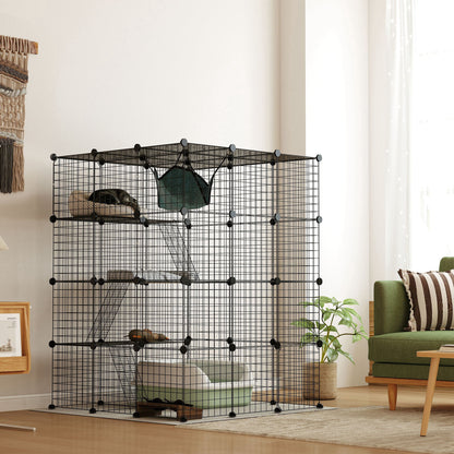 Pawhut Jaula Grande Para Gatos Interior De 4 Niveles 105x105x140 Cm, Negro_1