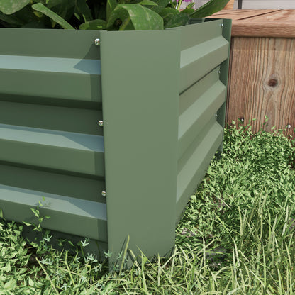 Outsunny Juego De 2 Jardineras Exterior Grandes De Acero 100x50x30 Cm Verde_3