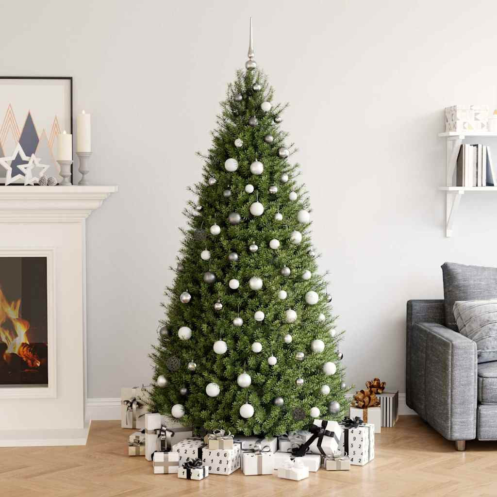Vidaxl Set De Bolas De Navidad 61 Pzas Con Pico 150 Led Blanco Y Gris_1