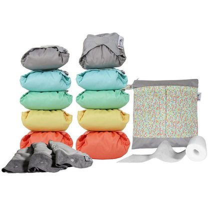 Pack de 10 Pañales de Tela en Bambú Pastel Close Parent
