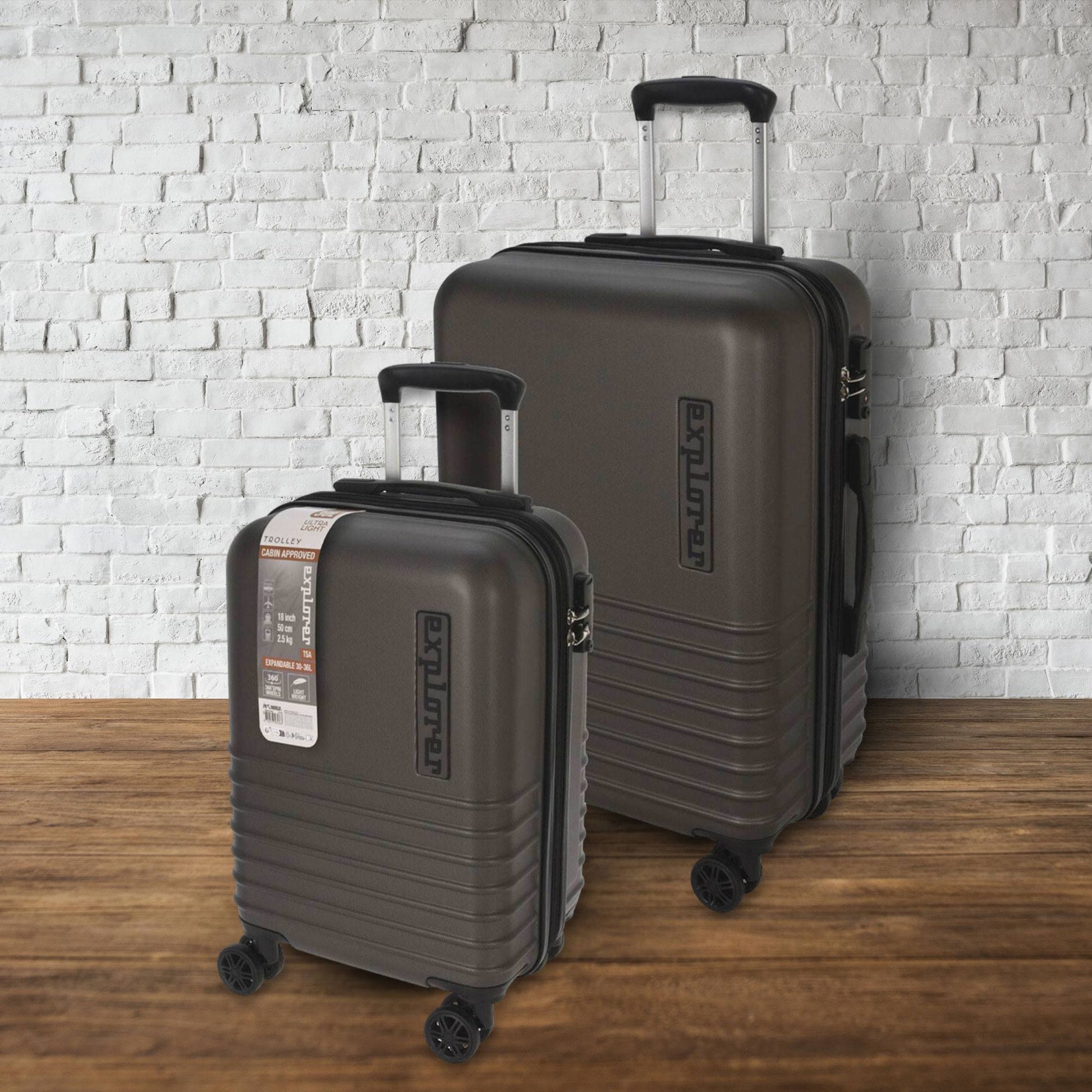 Well Home Juego De 2 Maletas Abs Trolley De 18'' Y 22'' Color Gris