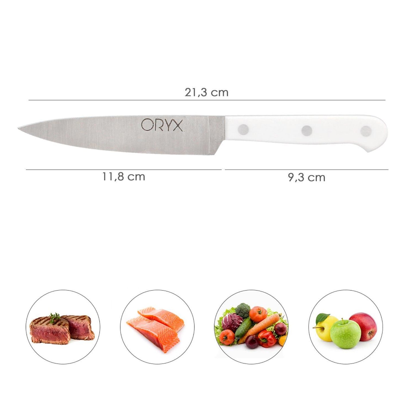 Cuchillo Husky Cocina 13 Cm. Hoja Acero Inoxidable, Cuchillo Carne, Cuchillo Pescado, Cuchillo Chef, Mango Ergonomico Blanco_1
