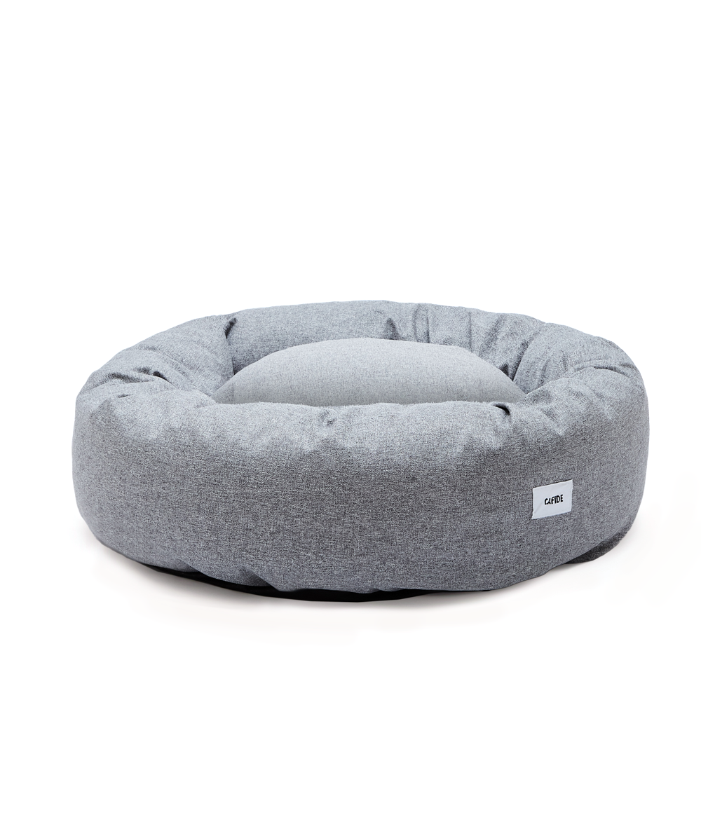 Cafide Cama Donut Para Perro Con Tejido De Chenilla Gris. Modelo Nuba. Talla M (80x80x20 Cm)_0