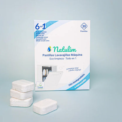 Pack 10x Eco Pastillas 6 en 1 Lavavajillas, Natulim, 30 unidades