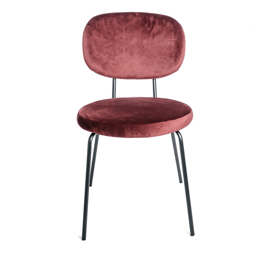 Juego De 4 Sillas De Comedor De Terciopelo Burdeos - Rojo Industrial Pata De Metal 44x58x80cm- Muebles De Comedor_0