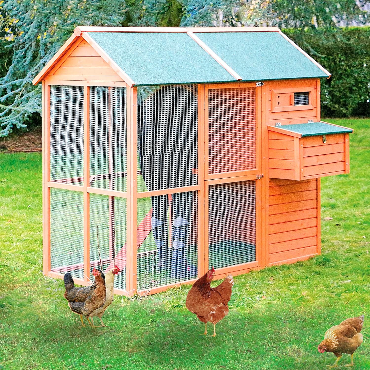 Gallinero Gran Capacidad Helsinki - Gallinero Exterior Para 7-9 Gallinas - Refugio Y Voladero - Bandeja Extraíble_0