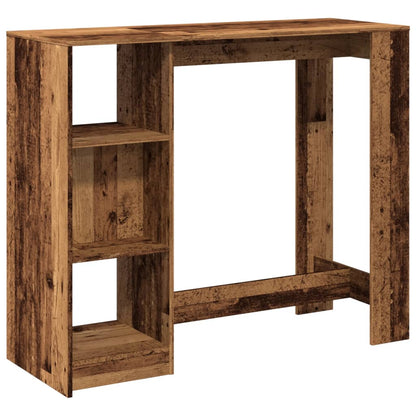 Mesa Bar Con Estante Madera Envejecida 124x46x103,5 Cm_0