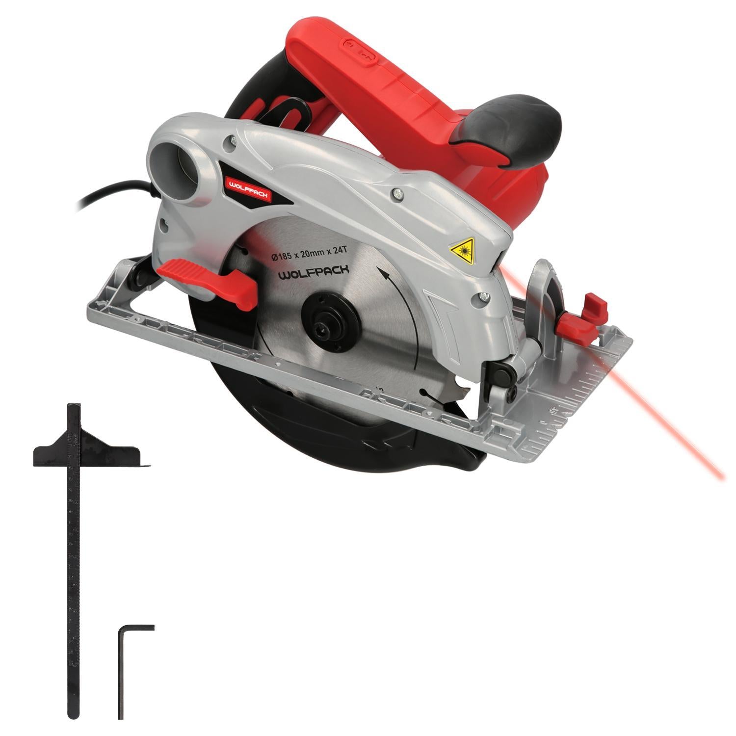 Sierra Circular 1300 Watt. Con Laser Disco 185 Mm. 4.700 Rpm Corte Inglete Regulador De Profundidad. Ingletadora, Sierra Madera