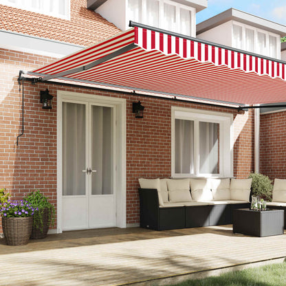Toldo Retráctil Rojo Y Blanco 500 X 350 Cm Tela Y Aluminio_2