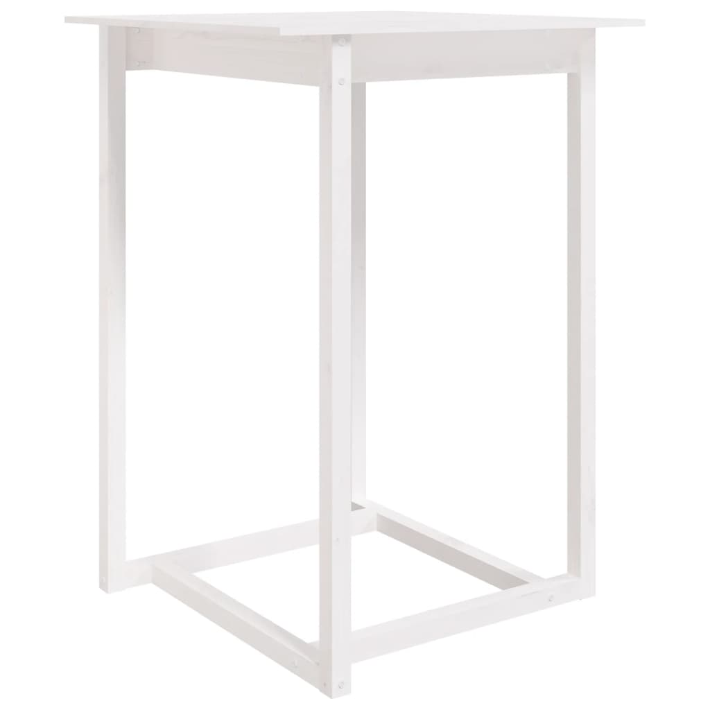 Mesa Alta De Bar Madera Maciza De Pino Blanca 80x80x110 Cm_0