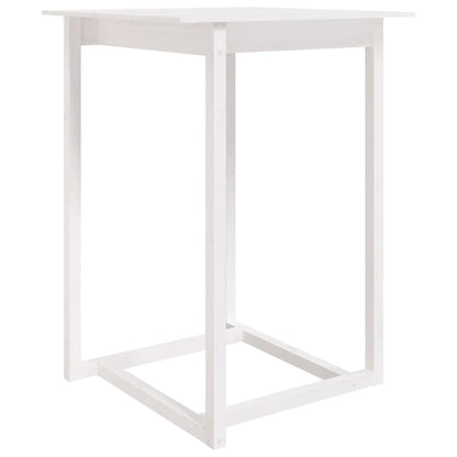 Mesa Alta De Bar Madera Maciza De Pino Blanca 80x80x110 Cm_0