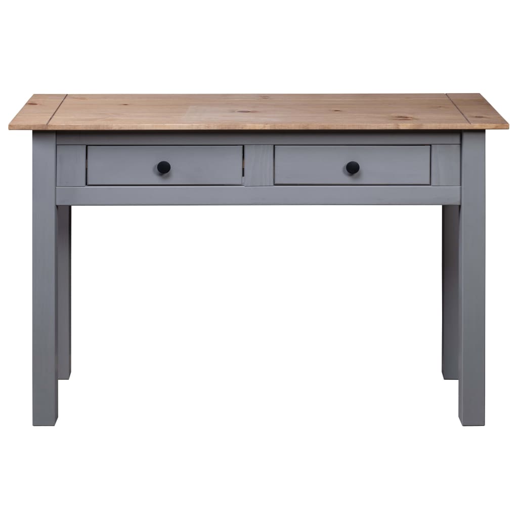 Mesa Consola Madera Maciza Pino Estilo Panamá Gris 110x40x72 Cm_3