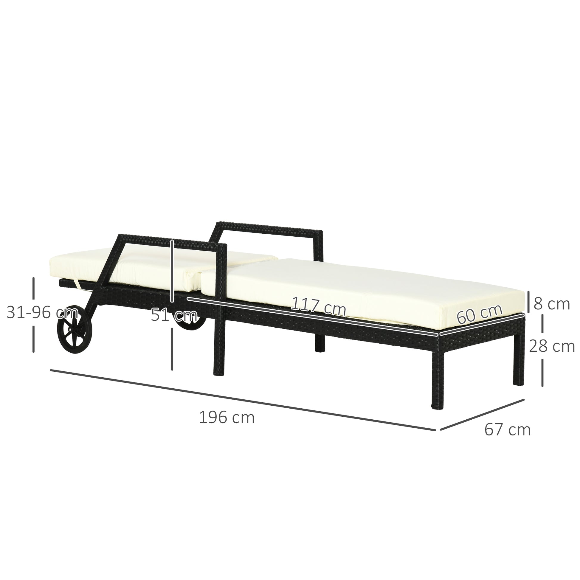 Outsunny Conjunto De 2 Tumbonas De Ratán Jardín Con Cojines Respaldo Ajustable_2