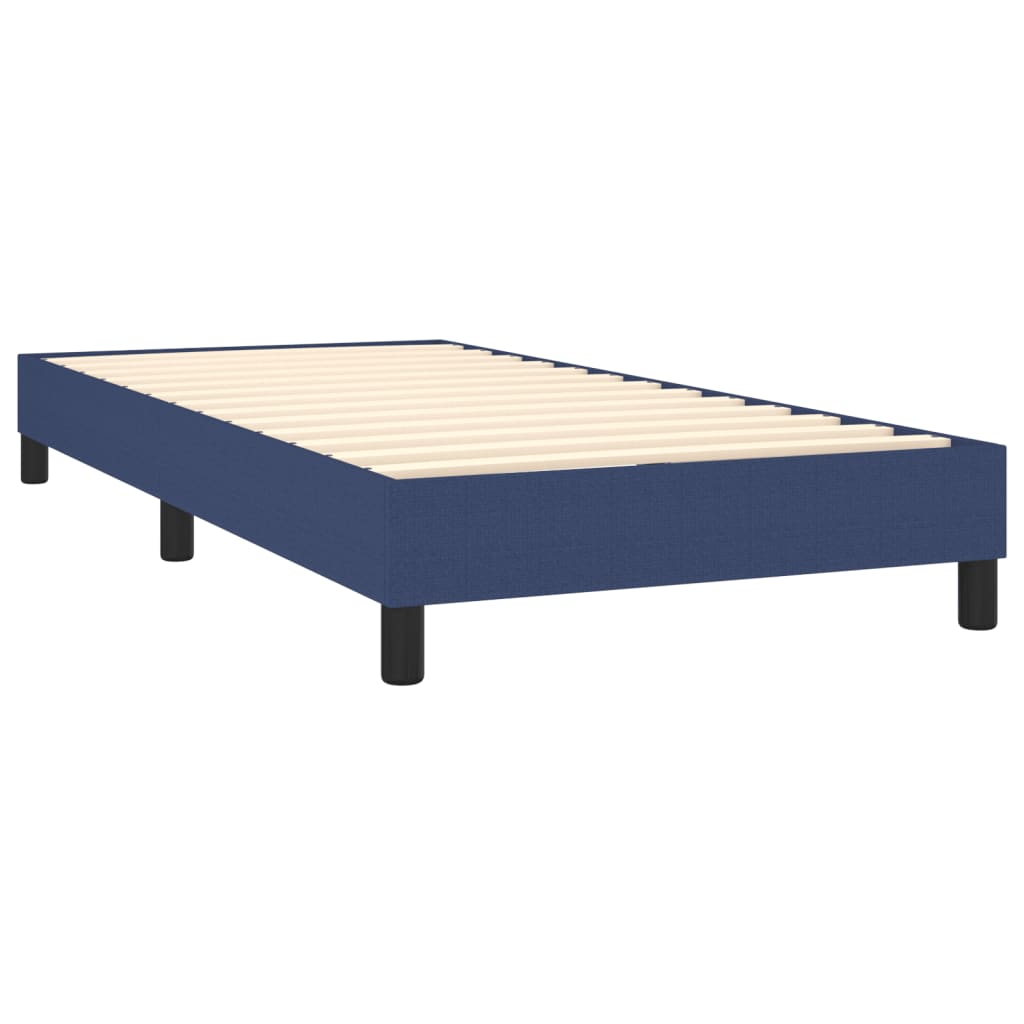 Cama Box Spring Con Colchón Y Led Tela Azul 80x200 Cm / Vetonek_4
