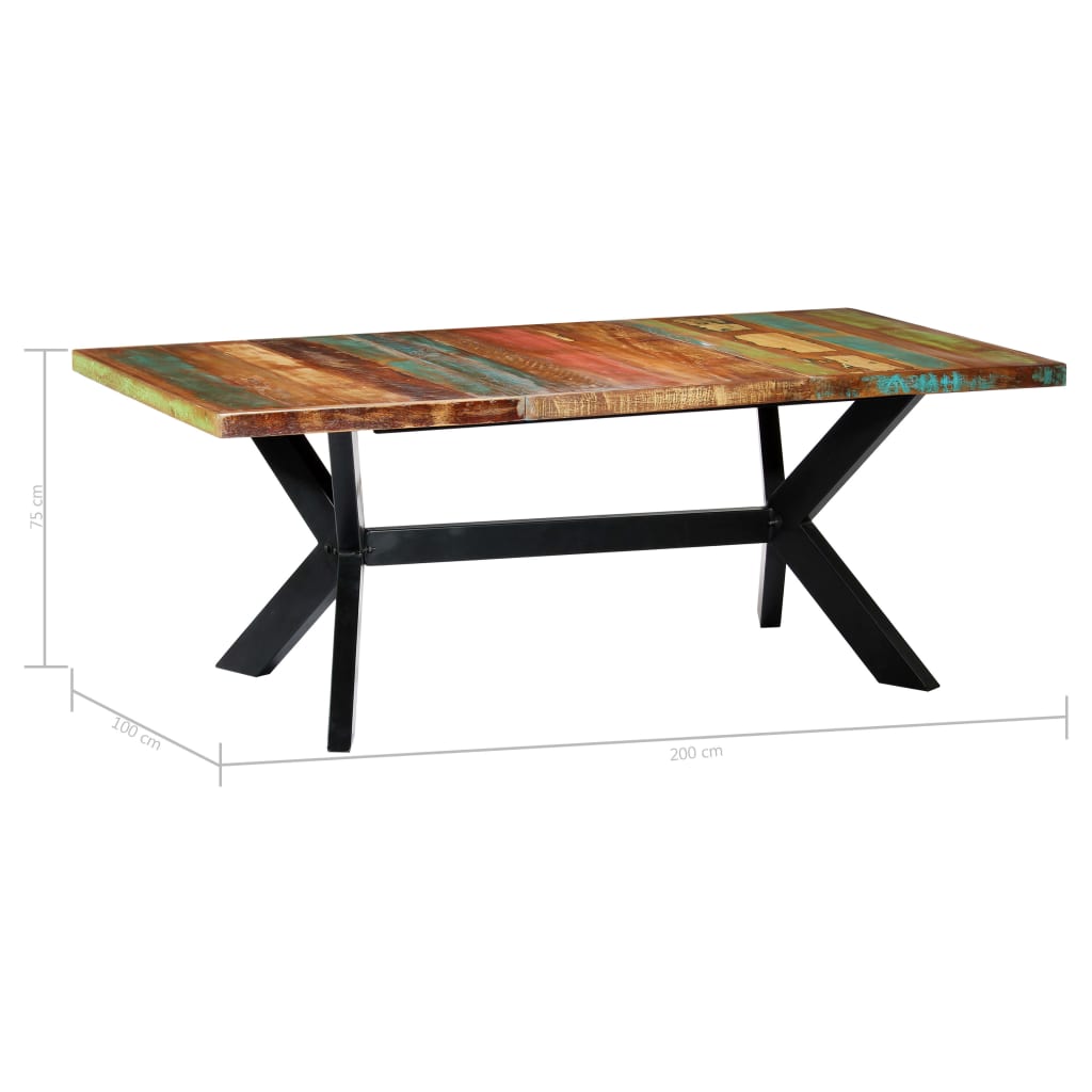 Mesa De Comedor Madera Maciza Reciclada 200x100x75 Cm._3