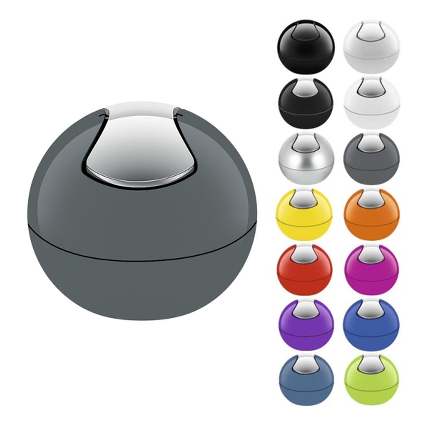 Spirella Colección Bowl, Papelera Ø16 X 14 Cm (1 Litro), Poliestireno, Gris_2