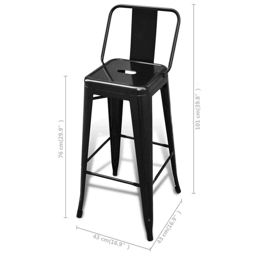 Taburetes De Cocina 4 Unidades Acero Negro_2