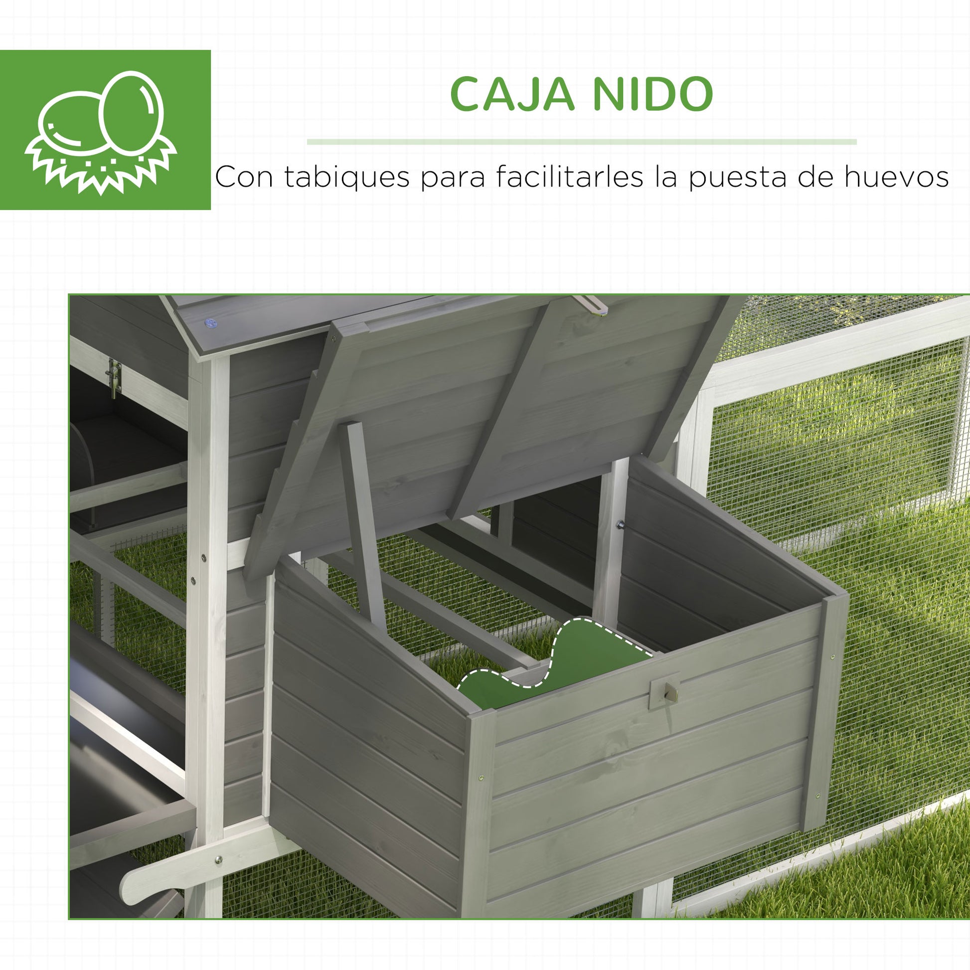 Pawhut Gallinero Grande De Madera 310,5x149,5x149 Cm Para 4-6 Gallinas Gris_5