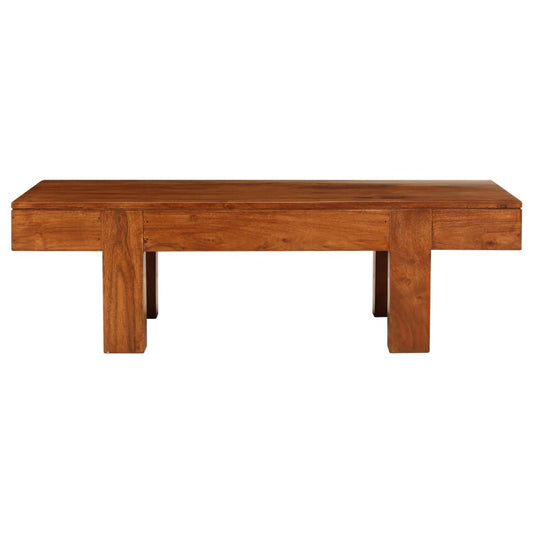 Mesa De Centro Madera Maciza Acacia Acabado Miel 100x50x30 Cm_0